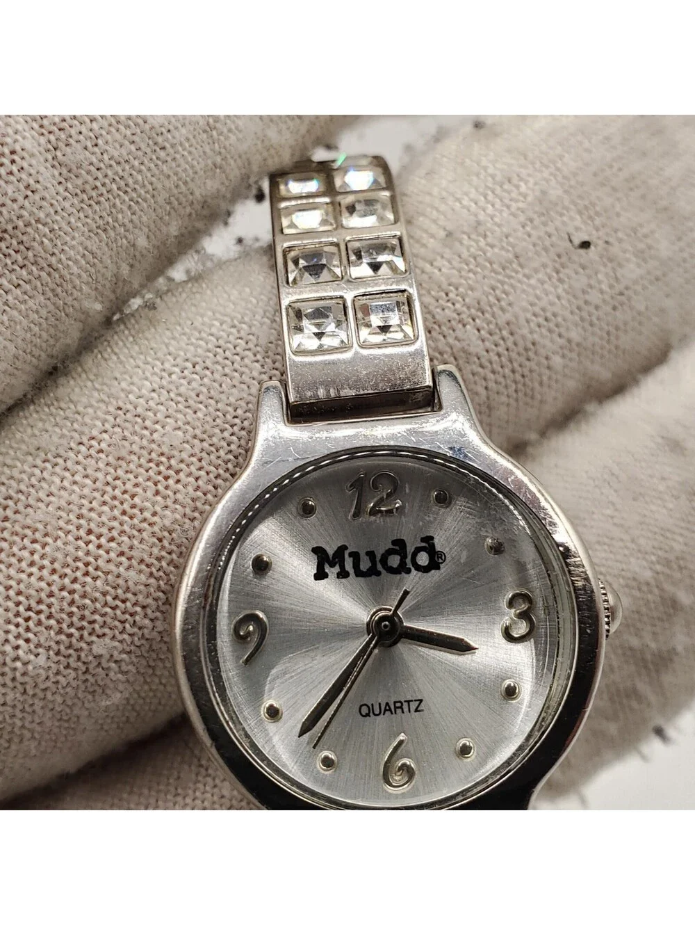 Mudd Quartz Womens Watch  22mm Silver Tone New Battery